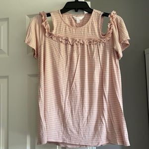 Open shoulder striped shirt